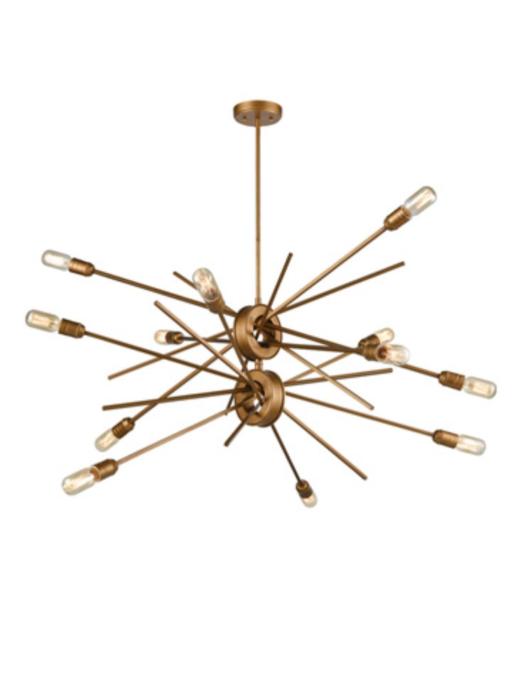 Franklite Idaho 12-Light Old Gold Adjustable Sputnik Chandelier