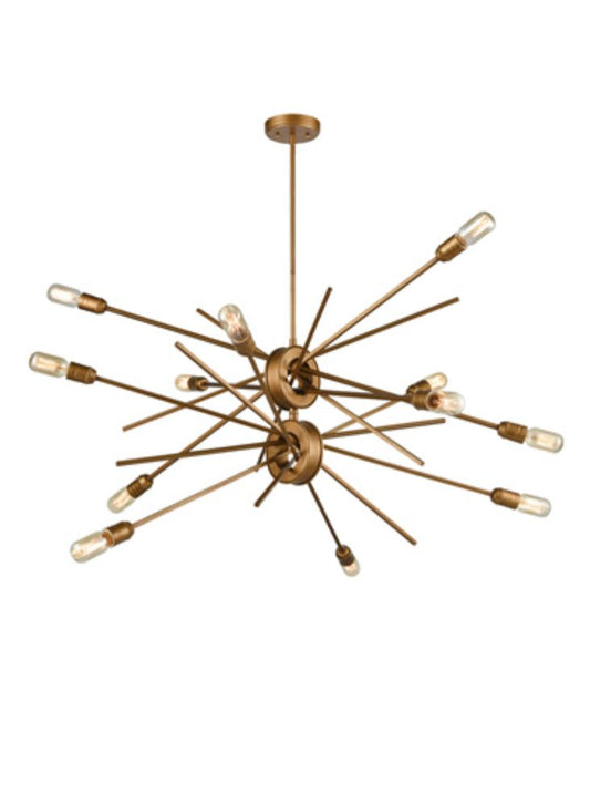 Franklite Idaho 12-Light Old Gold Adjustable Sputnik Chandelier