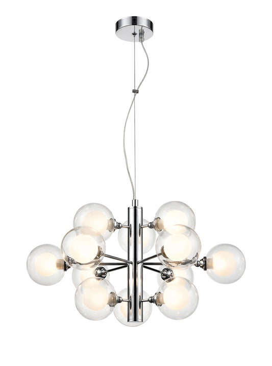 Franklite Bubble 12-Light Chrome Glass Sphere Globe Chandelier
