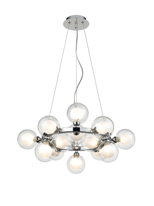 Franklite Bubble 15-Light Chrome Glass Sphere Globe Chandelier