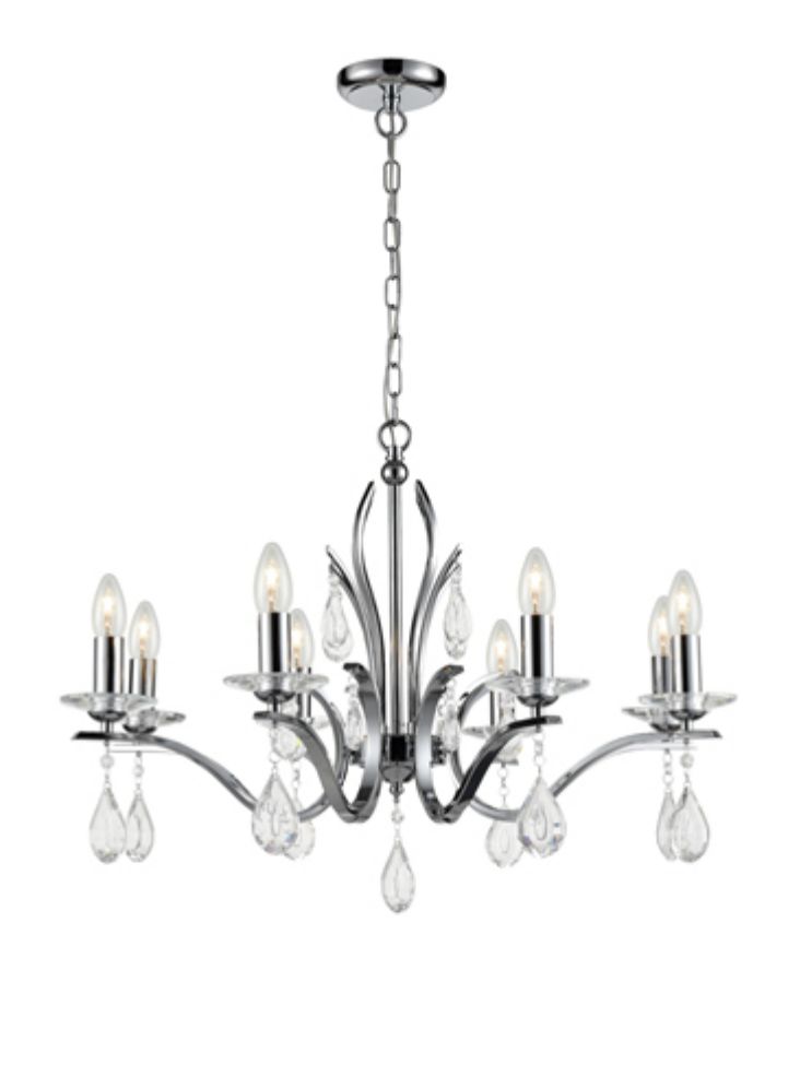 Franklite Willow 8-Light Chrome Crystal Candle Chandelier