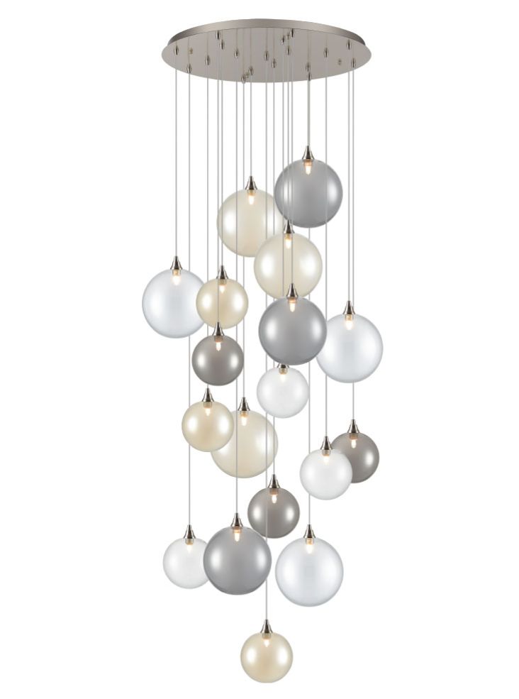 Franklite Perry / Galaxy 18-Light Satin Nickel Spreader Modern Pendant Chandelier