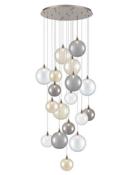 Franklite Perry / Galaxy 18-Light Satin Nickel Spreader Modern Pendant Chandelier