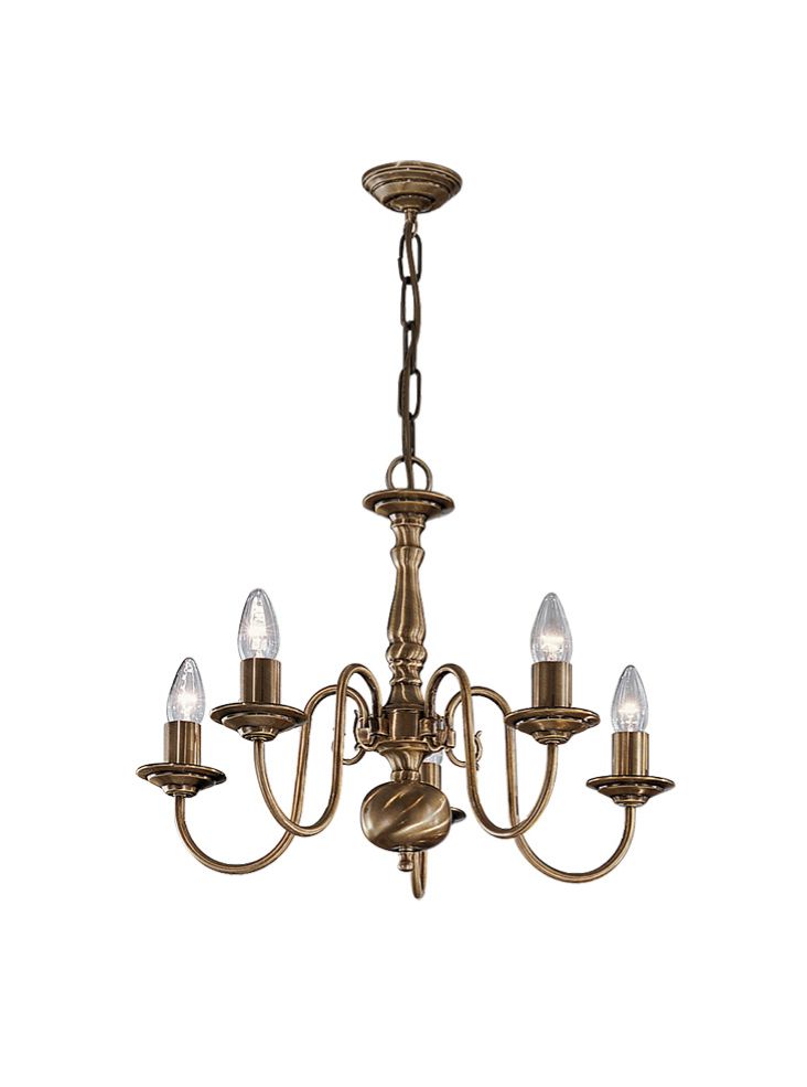 Franklite Halle 5-Light Bronzed Brass Flemish Style Candle Chandelier