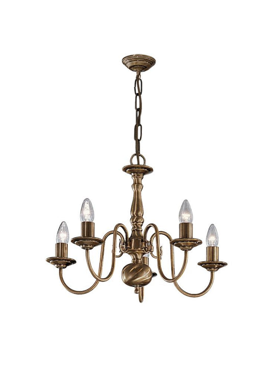 Franklite Halle 5-Light Bronzed Brass Flemish Style Candle Chandelier