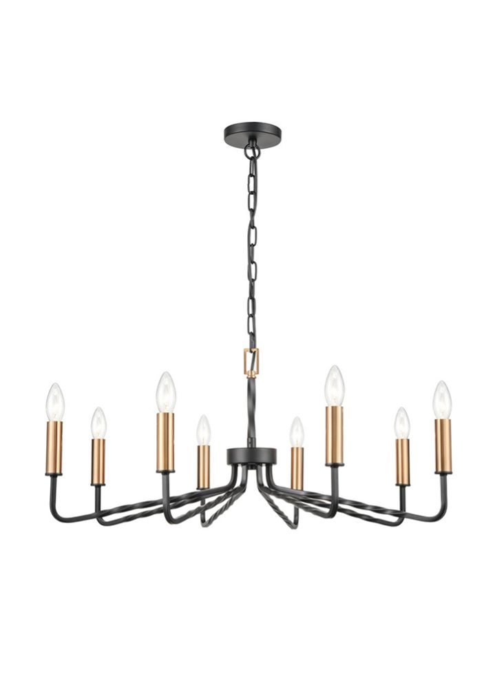 Franklite Kasteel 8-Light Antique Bronze Candle Chandelier with Brass Details