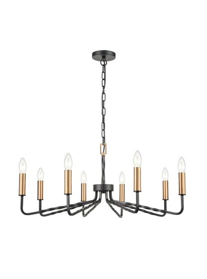 Franklite Kasteel 8-Light Antique Bronze Candle Chandelier with Brass Details