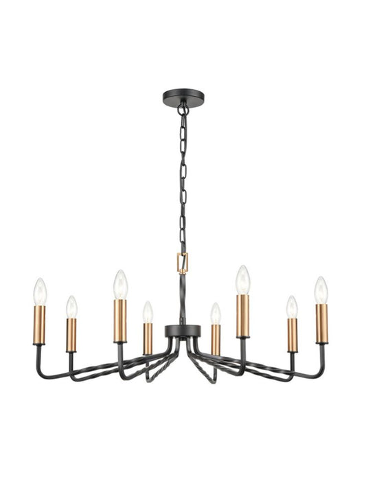 Franklite Kasteel 8-Light Antique Bronze Candle Chandelier with Brass Details