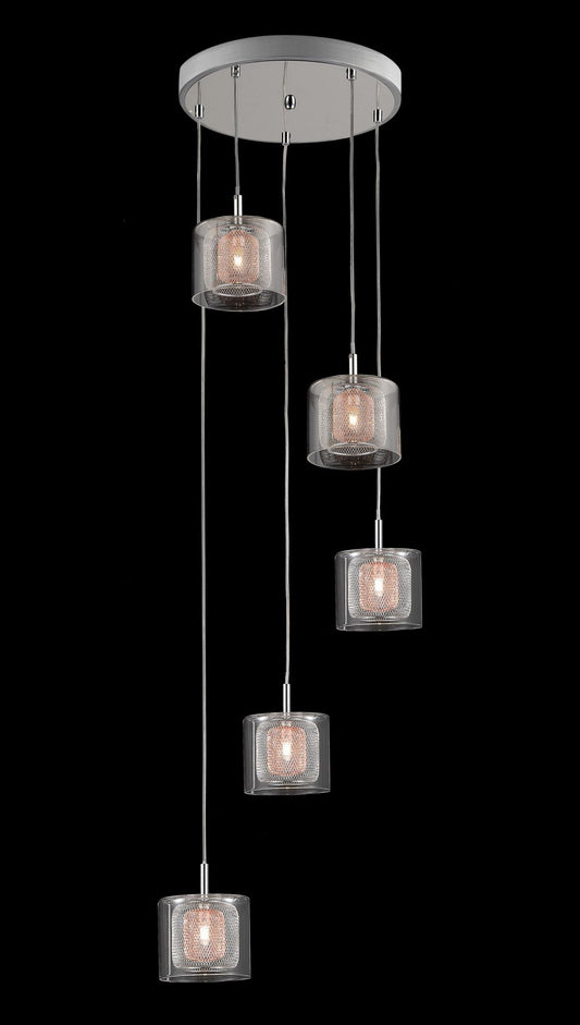Impex Lighting Laure 5-Light Copper Mesh & Glass Dangle Pendant Chandelier