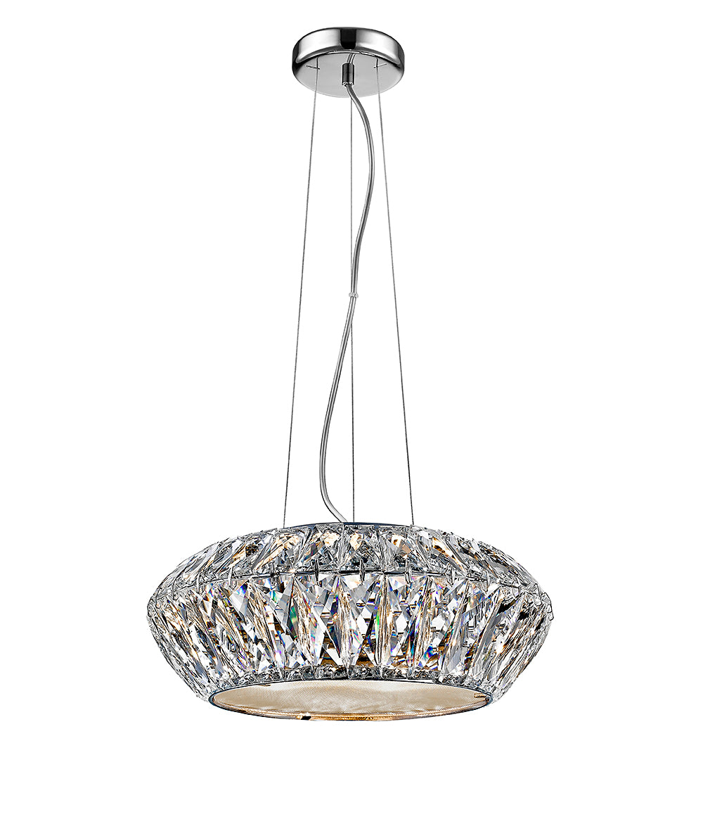 Impex Lighting Armel 4-Light Crystal Chrome LED Pendant Chandelier
