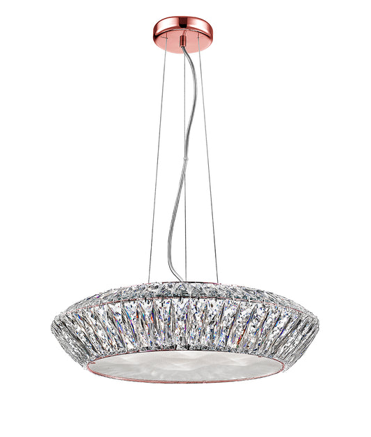 Impex Lighting Armel 5-Light Crystal Rosy Gold LED Pendant Chandelier