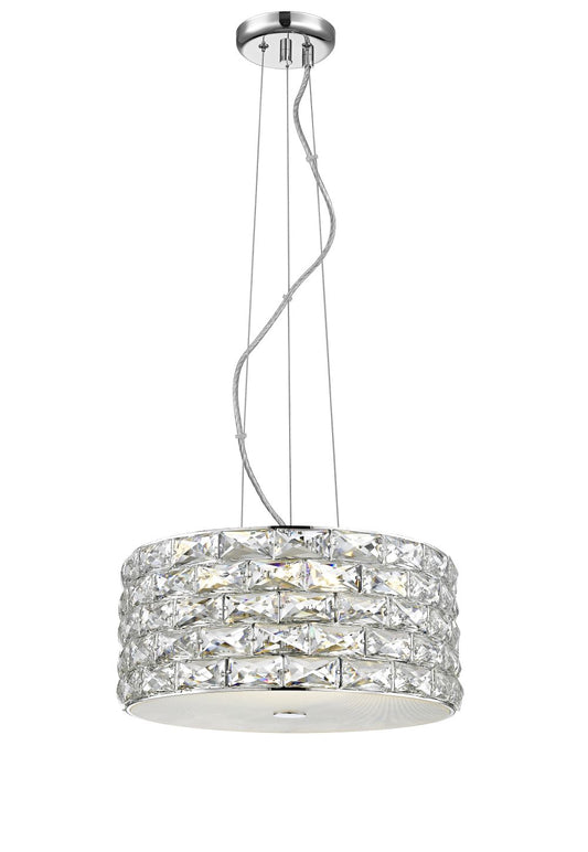Impex Lighting Aruba 4-Light Crystal Chrome LED Pendant Chandelier