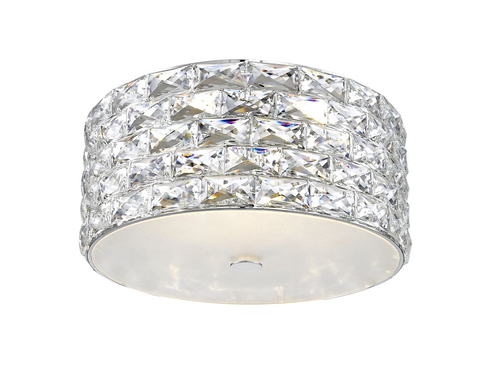 Impex Lighting Aruba 4-Light Crystal Chrome LED Flush Chandelier