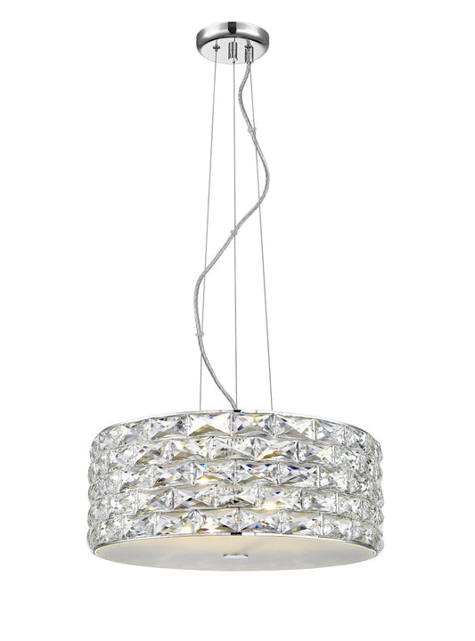 Impex Lighting Aruba 5-Light Crystal Chrome LED Pendant Chandelier