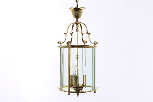 Impex Lighting Colchester 9" Glass 3-Light Polished Brass Lantern Chandelier