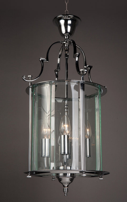 Impex Lighting Colchester 11" Glass 4-Light Chrome Lantern Chandelier