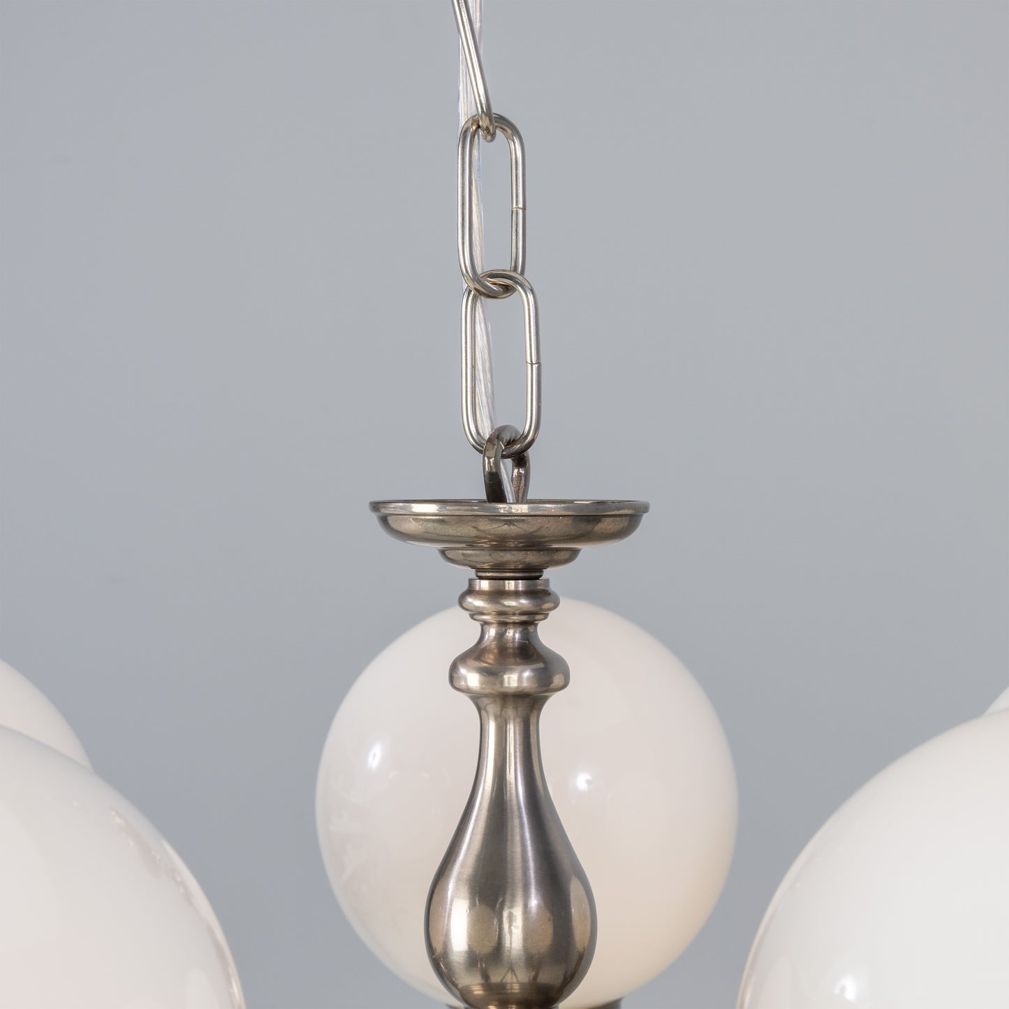 Mullan Lighting Ben Ornate 5-Light Brass Chandelier with Opal Glass Globes