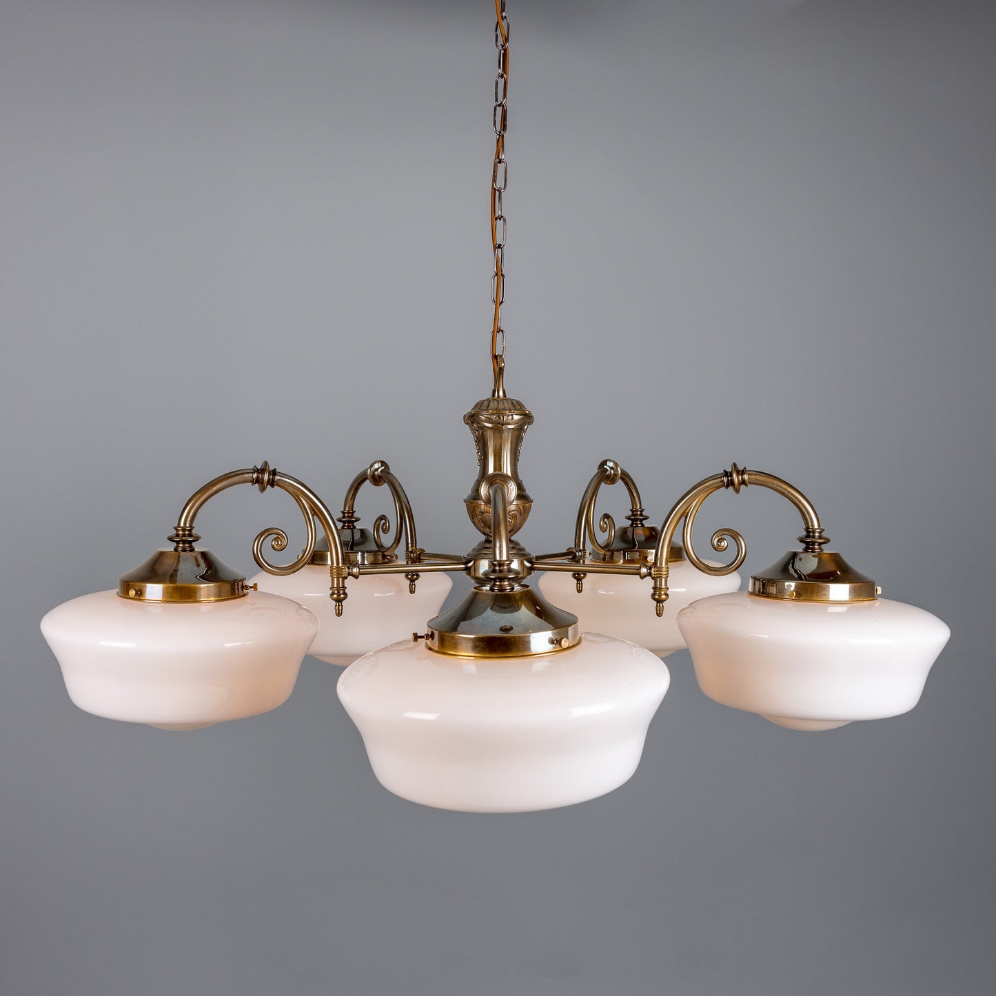 Mullan Lighting Clones 5-Light Schoolhouse Brass Chandelier