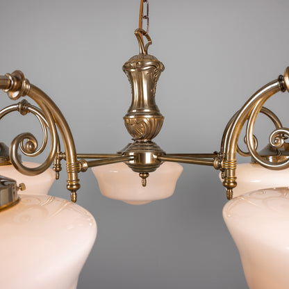 Mullan Lighting Clones 5-Light Schoolhouse Brass Chandelier