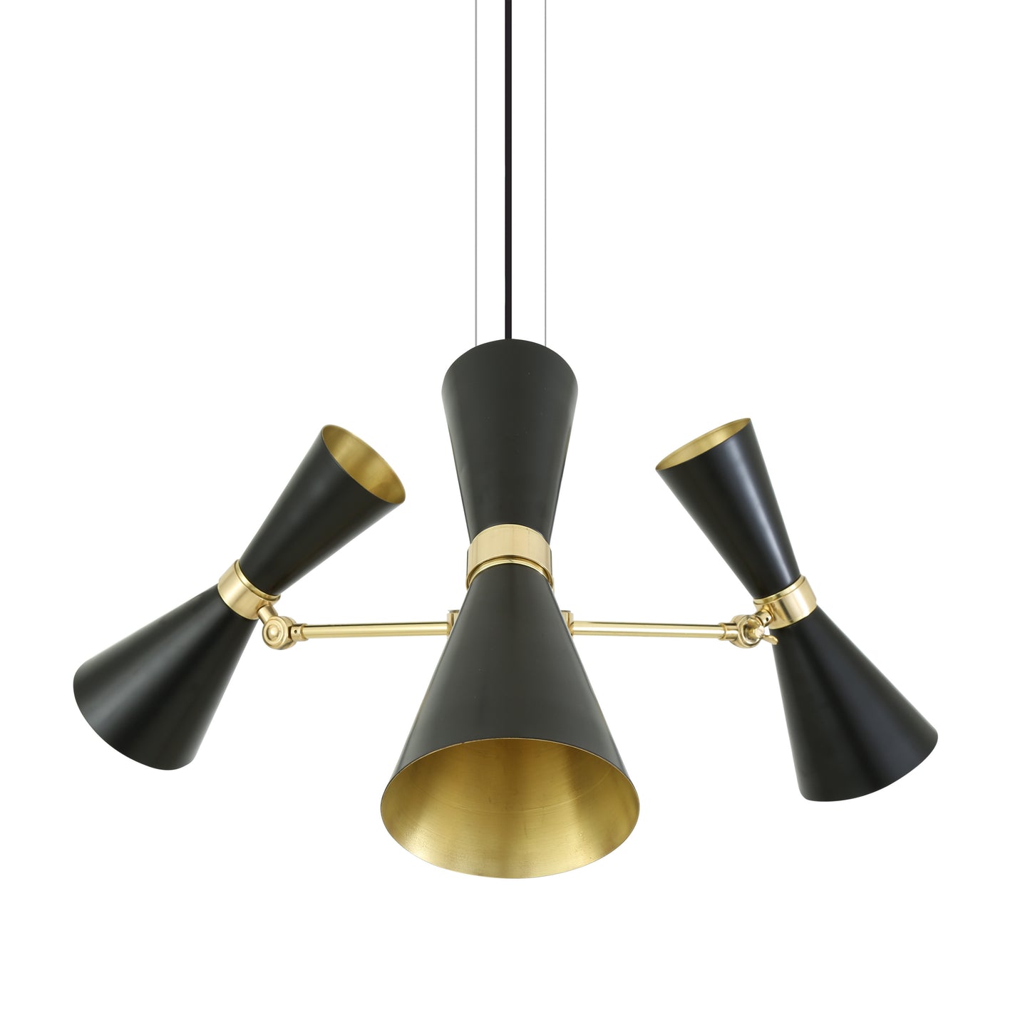 Mullan Lighting Cairo 3-Light Contemporary Chandelier – Modern Brass / Black Finish