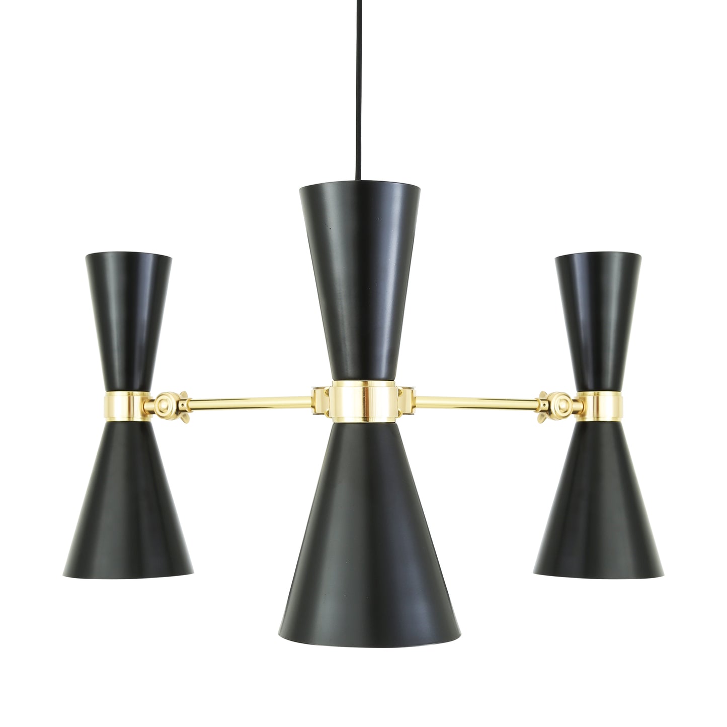 Mullan Lighting Cairo 3-Light Contemporary Chandelier – Modern Brass / Black Finish