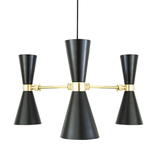 Mullan Lighting Cairo 3-Light Contemporary Chandelier – Modern Brass / Black Finish