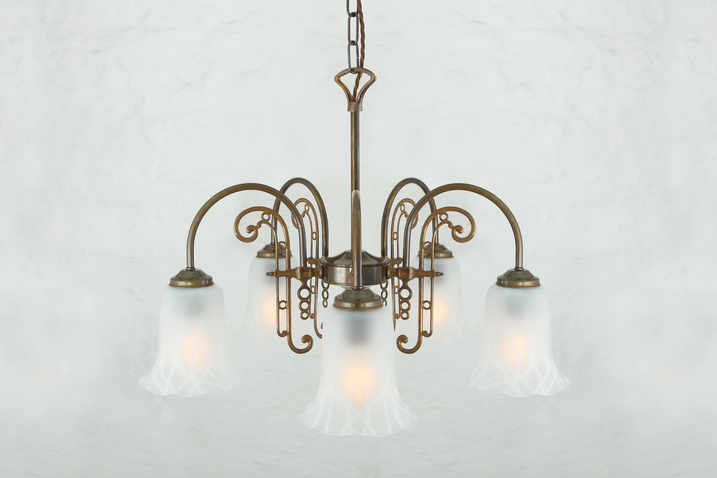 Mullan Lighting Medan 5-Light Brass & Glass Chandelier