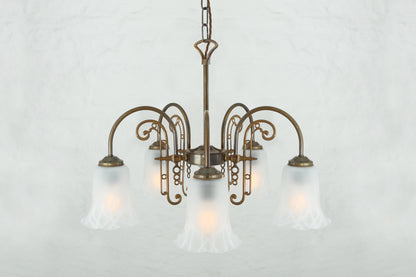 Mullan Lighting Medan 5-Light Brass & Glass Chandelier