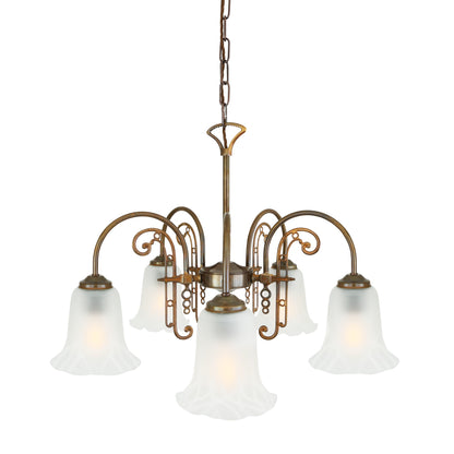 Mullan Lighting Medan 5-Light Brass & Glass Chandelier