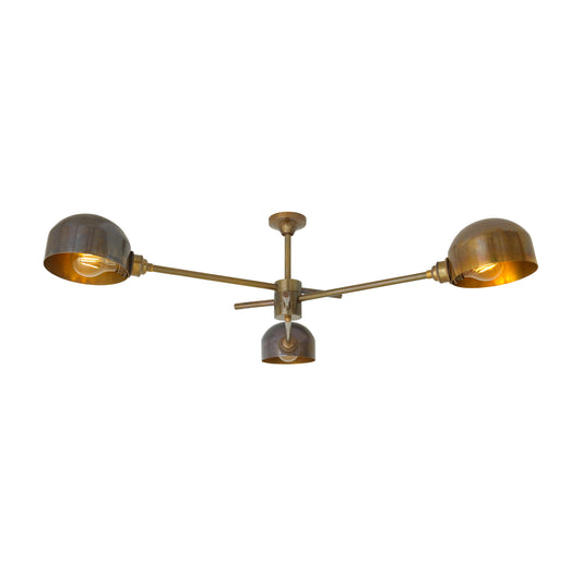 Mullan Lighting San Jose 3-Light Flush Brass Chandelier