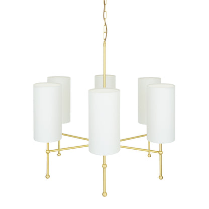Mullan Lighting Arizona 6-Light Brass Chandelier – Contemporary Fabric Shade Design