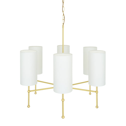 Mullan Lighting Arizona 6-Light Brass Chandelier – Contemporary Fabric Shade Design