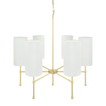Mullan Lighting Arizona 6-Light Brass Chandelier – Contemporary Fabric Shade Design