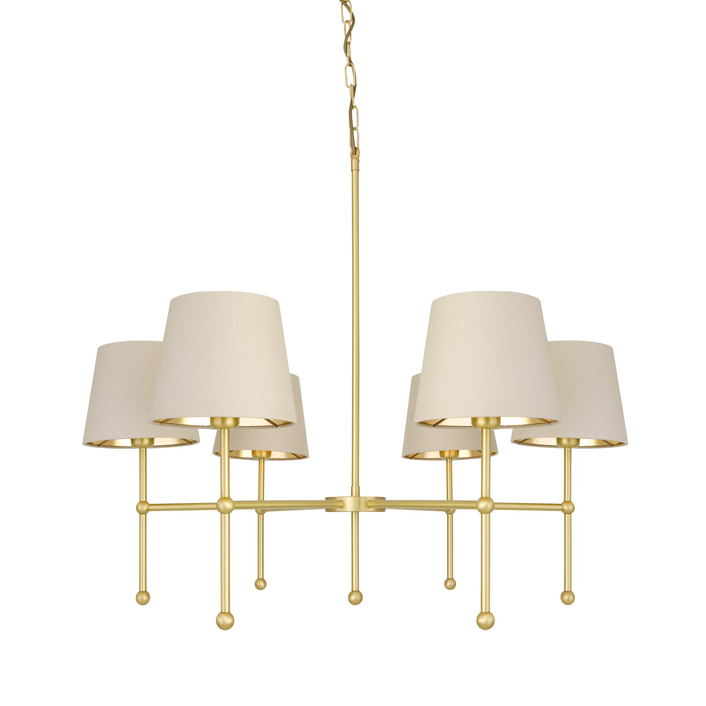 Mullan Lighting California 6-Light Brass Chandelier – Contemporary Fabric Shade Design
