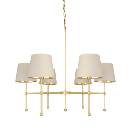 Mullan Lighting California 6-Light Brass Chandelier – Contemporary Fabric Shade Design