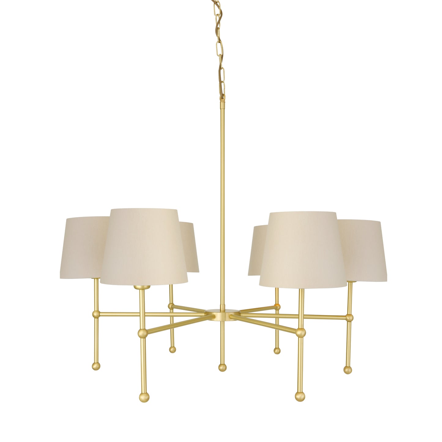 Mullan Lighting California 6-Light Brass Chandelier – Contemporary Fabric Shade Design