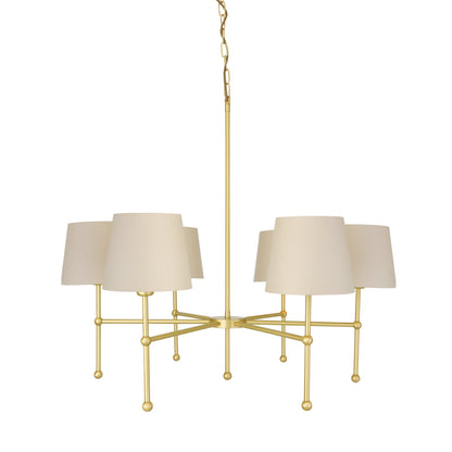 Mullan Lighting California 6-Light Brass Chandelier – Contemporary Fabric Shade Design