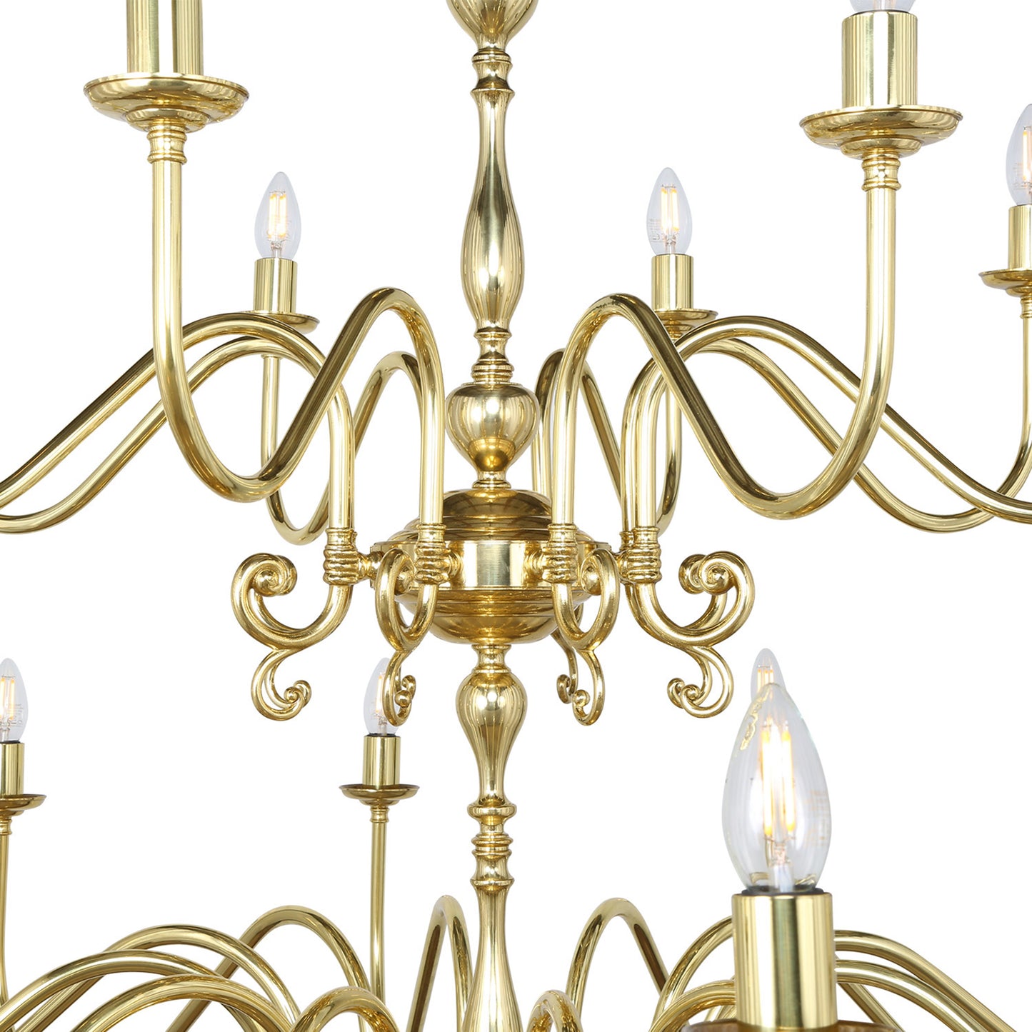 Mullan Lighting Flemish 20-Light Two-Tier Brass Candle Chandelier