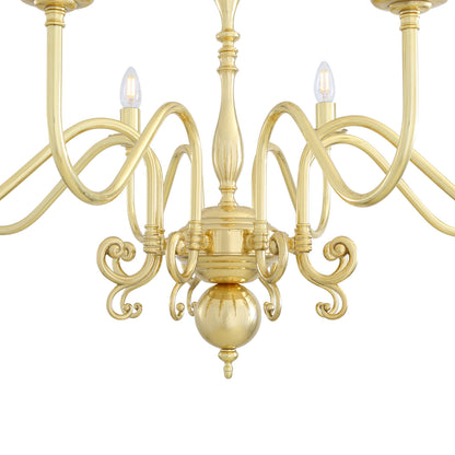 Mullan Lighting Flemish 8-Light Brass Candle Chandelier