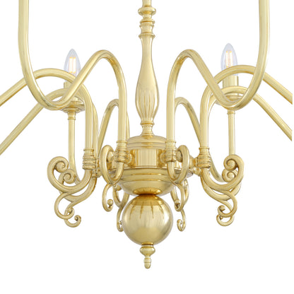 Mullan Lighting Flemish 8-Light Brass Candle Chandelier