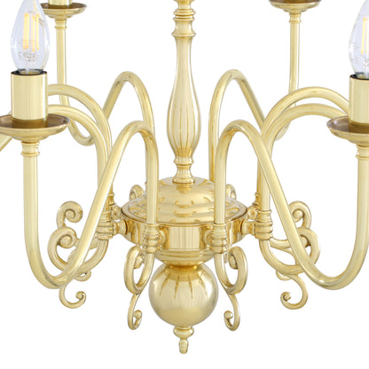 Mullan Lighting Flemish 8-Light Brass Candle Chandelier