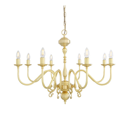 Mullan Lighting Flemish 8-Light Brass Candle Chandelier