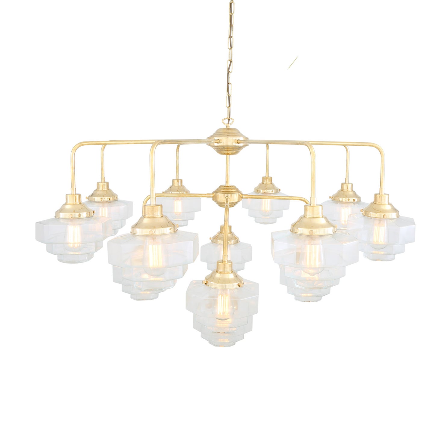 Mullan Lighting Siena 13-Light Brass Art Deco Glass Chandelier