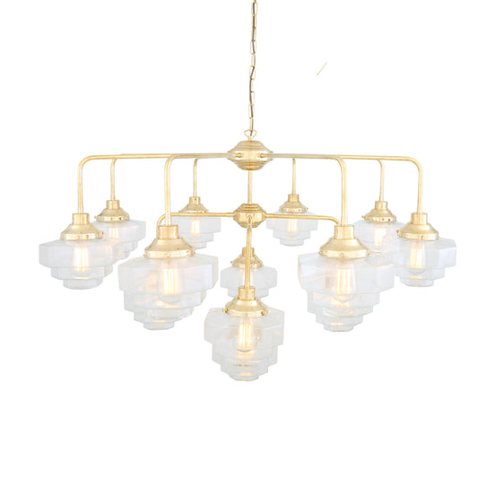 Mullan Lighting Siena 13-Light Brass Art Deco Glass Chandelier