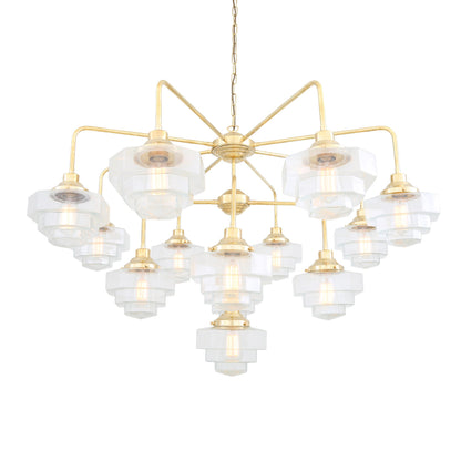 Mullan Lighting Siena 13-Light Brass Art Deco Glass Chandelier
