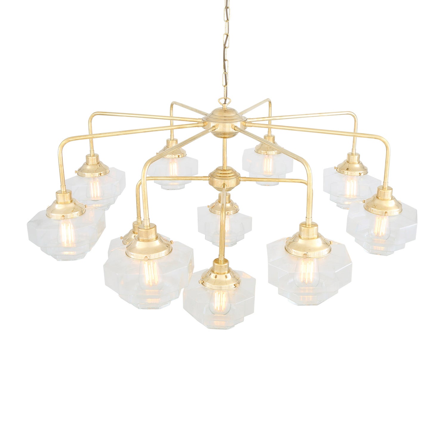 Mullan Lighting Siena 13-Light Brass Art Deco Glass Chandelier