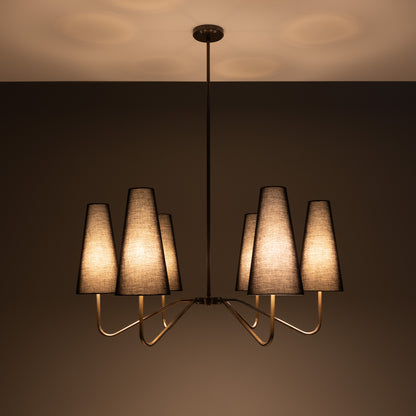 Mullan Lighting Para 6-Light Modern Brass Chandelier with Fabric Shades