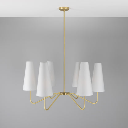 Mullan Lighting Para 6-Light Modern Brass Chandelier with Fabric Shades