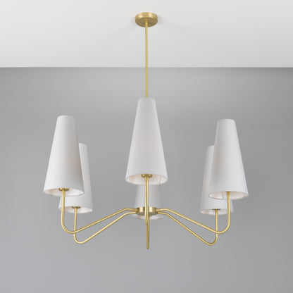 Mullan Lighting Para 6-Light Modern Brass Chandelier with Fabric Shades