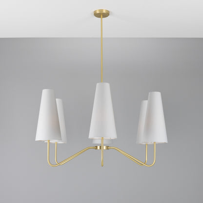 Mullan Lighting Para 6-Light Modern Brass Chandelier with Fabric Shades